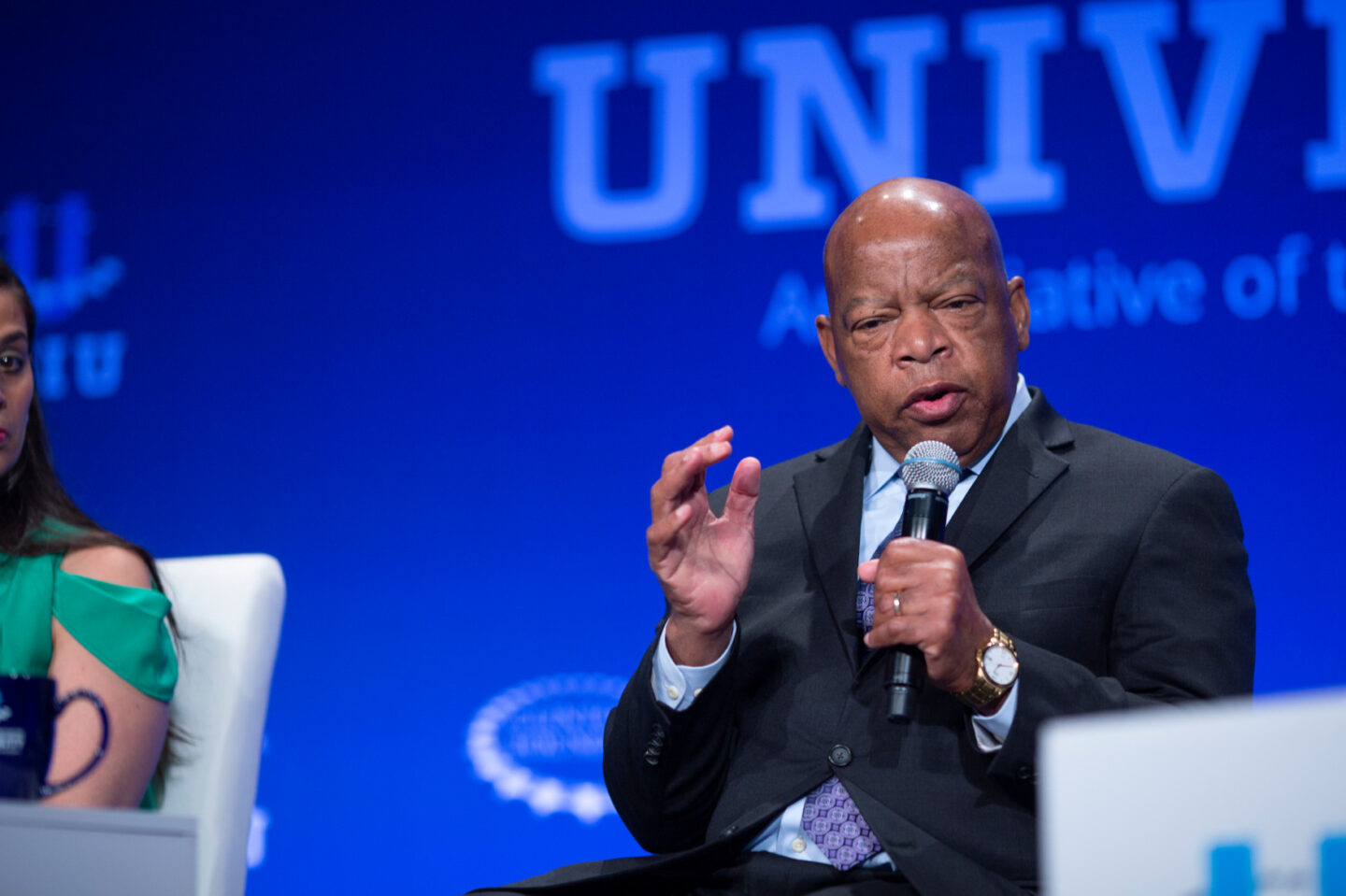 Congressman John Lewis speaks during a plenary session