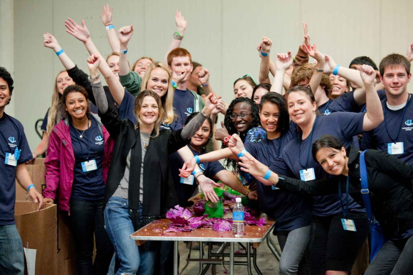 Drew Barrymore helps student volunteers at a Day of Action in San Diego