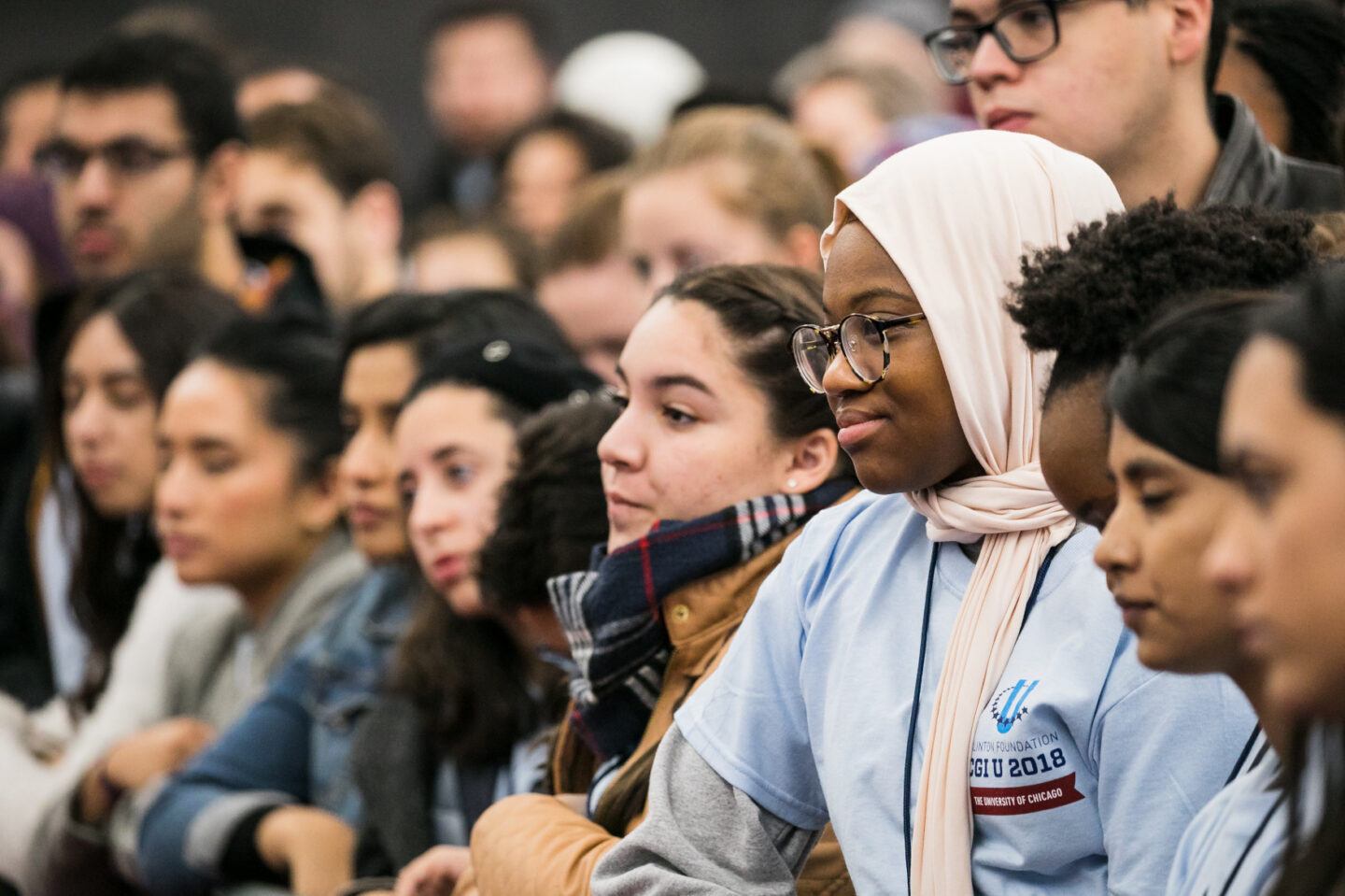A group of students gather at a CGI U event