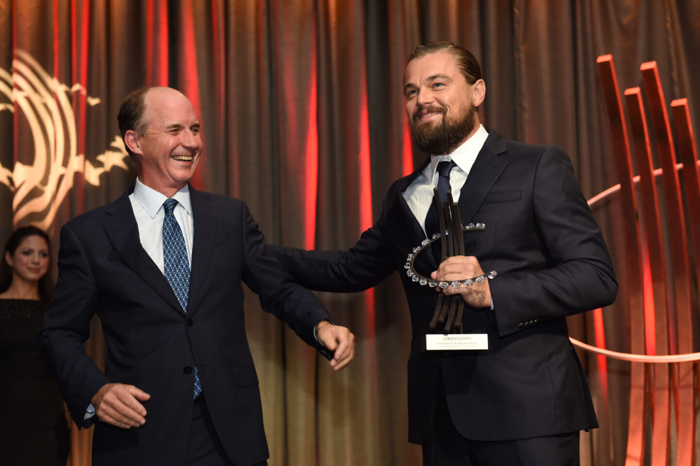 Leonardo DiCaprio is presented with a Clinton Global Citizen Award