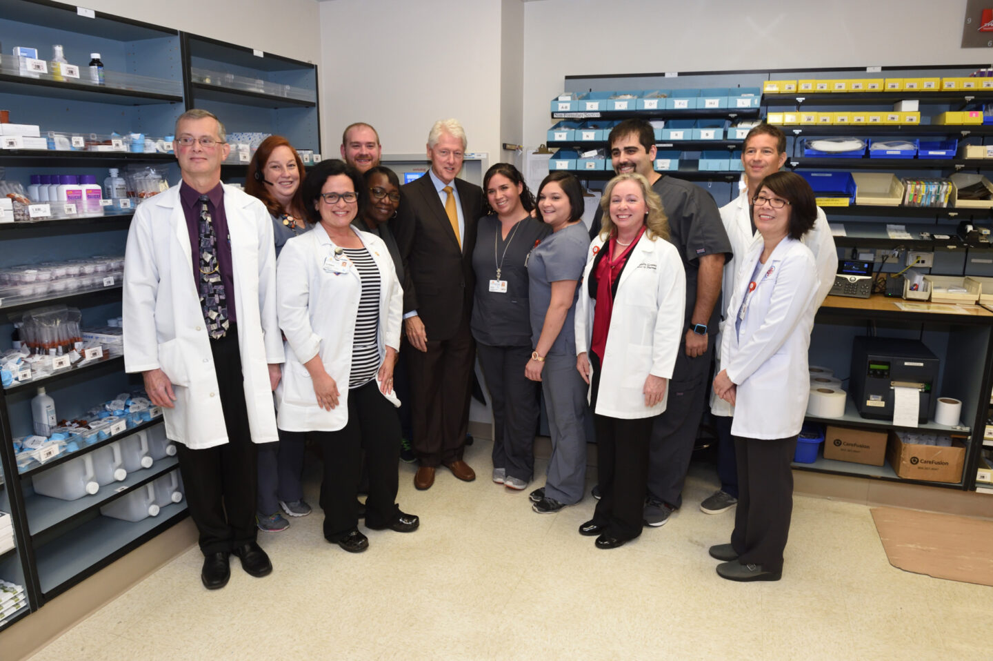 President Clinton meets doctors at a hospital in Florida