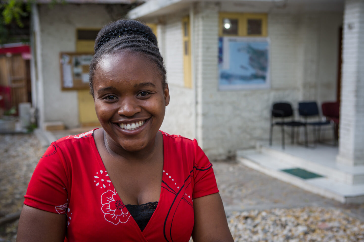 An individual smiling