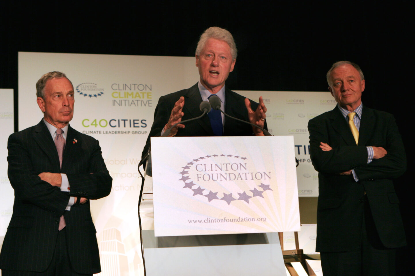President Clinton speaks at a press conference in New York City