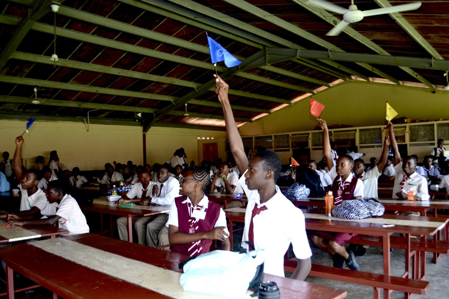 Students participate in a lesson in Westmoreland Parish, Jamaica