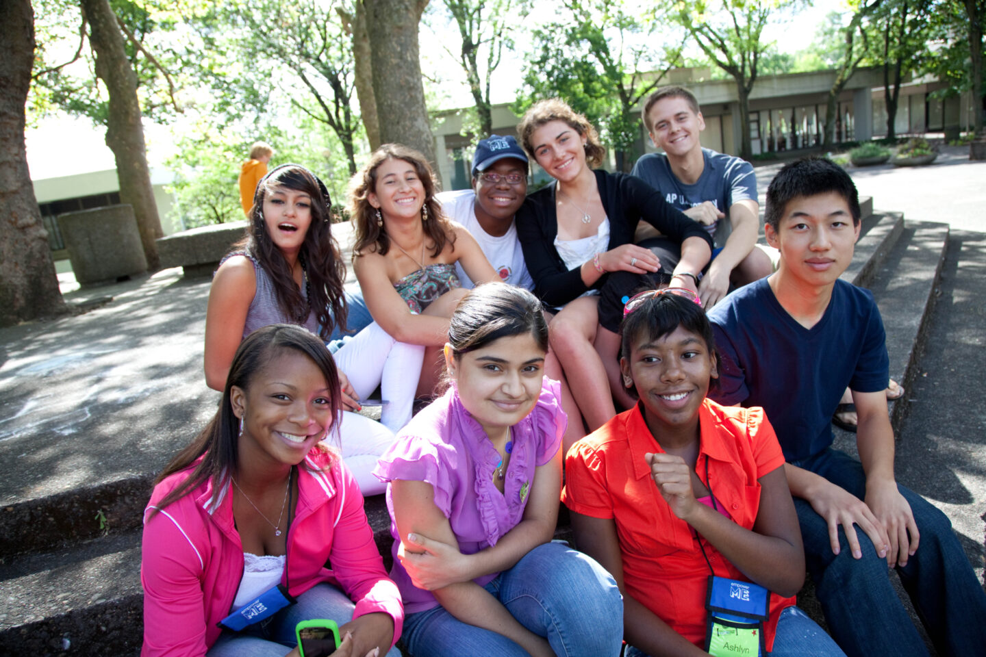 A group of students take a photo together after school