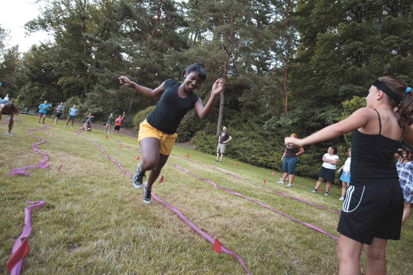 A student participates in physical activity during a school field day
