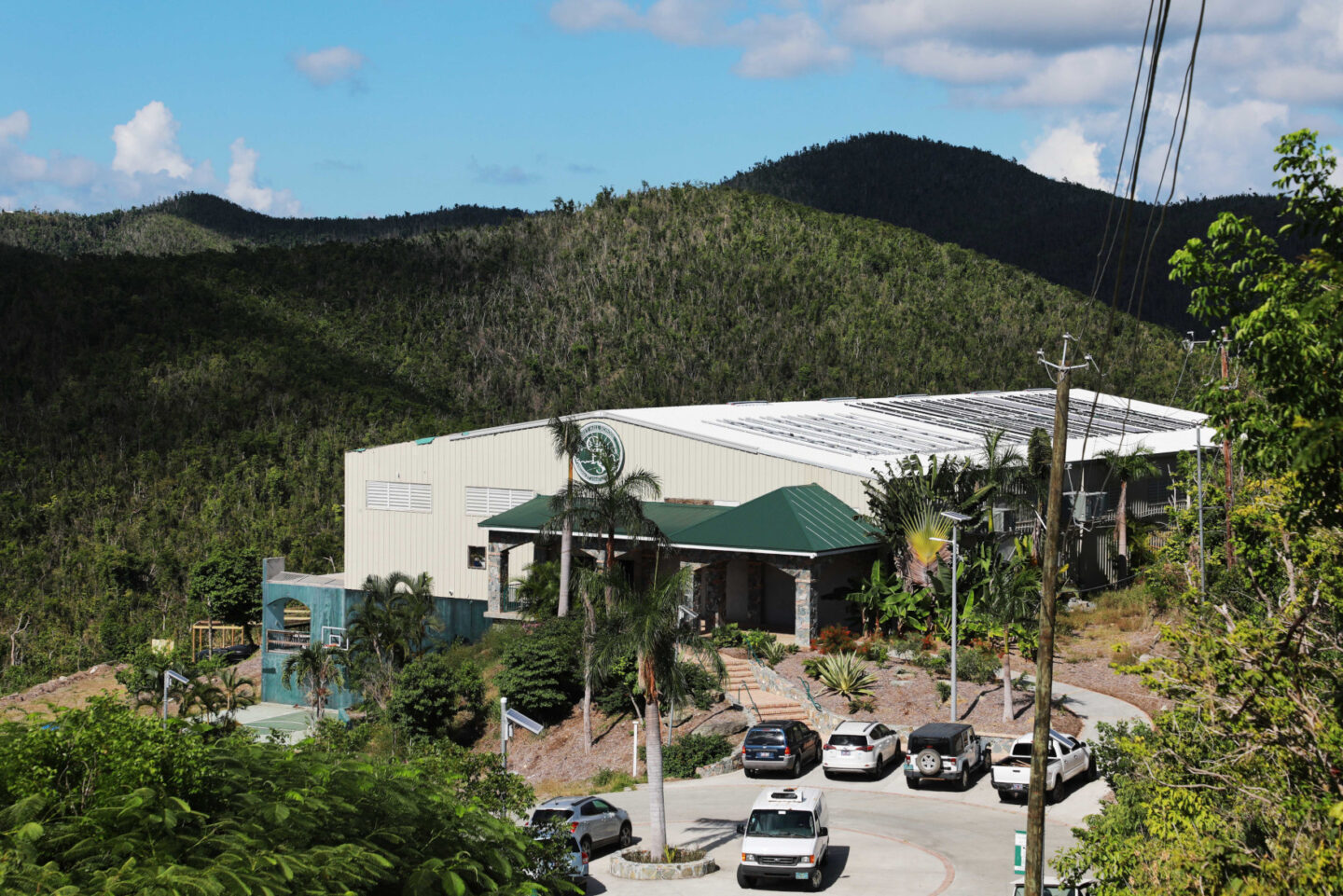 Solar panels on the roof of a school in the U.S. Virgin Islands