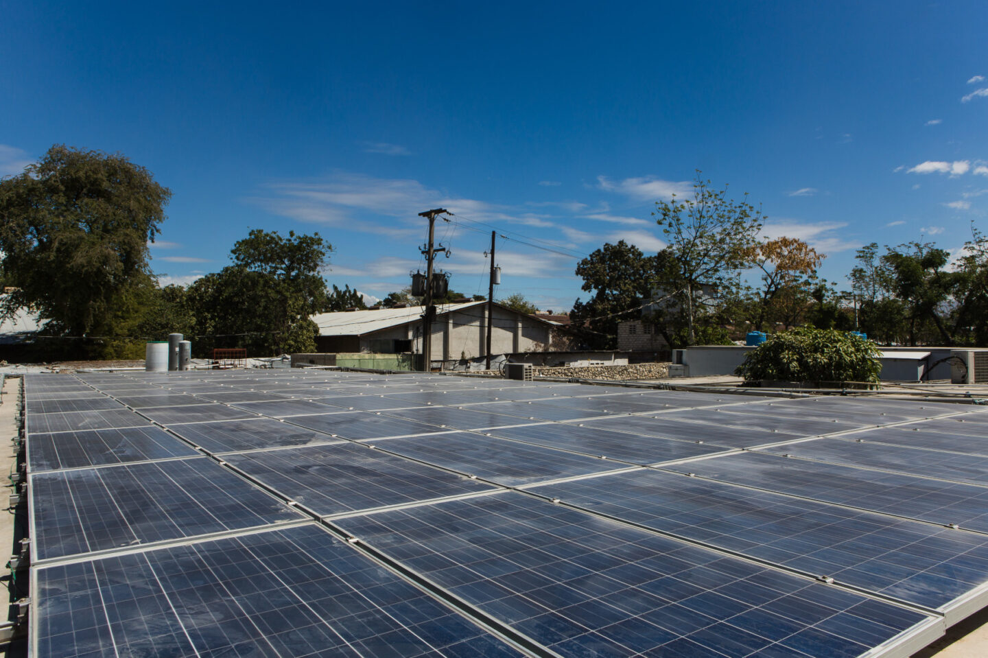 Wide shot of solar panels