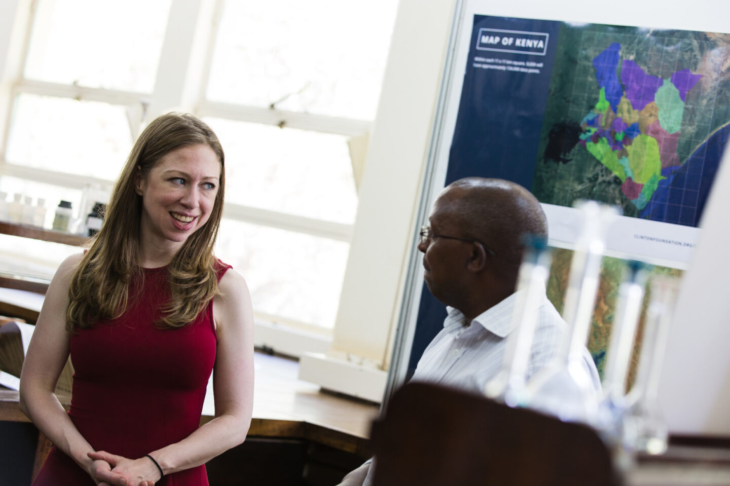 Chelsea Clinton visits a lab in Nairobi, Kenya