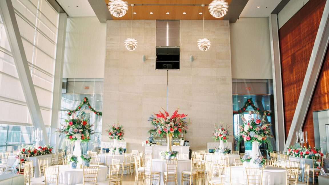 The Clinton Presidential Center's Great Hall set up for a wedding