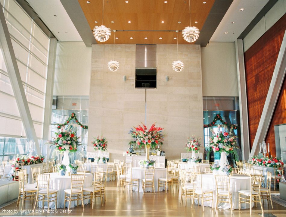 The Clinton Presidential Center's Great Hall set up for a wedding