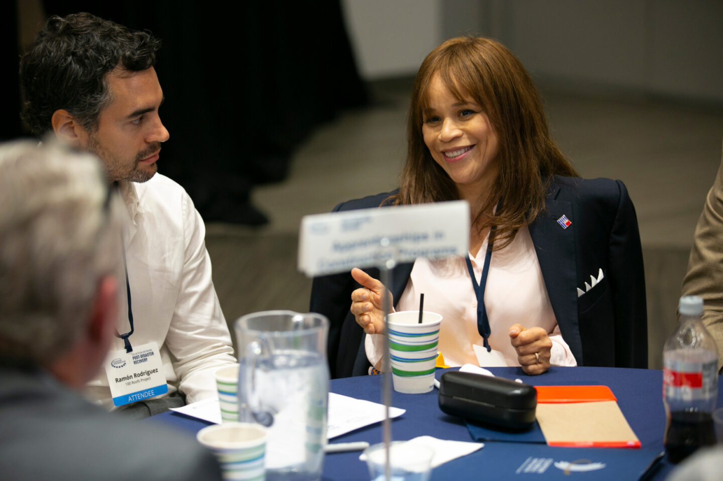 Rosie Perez participates in a working group discussion