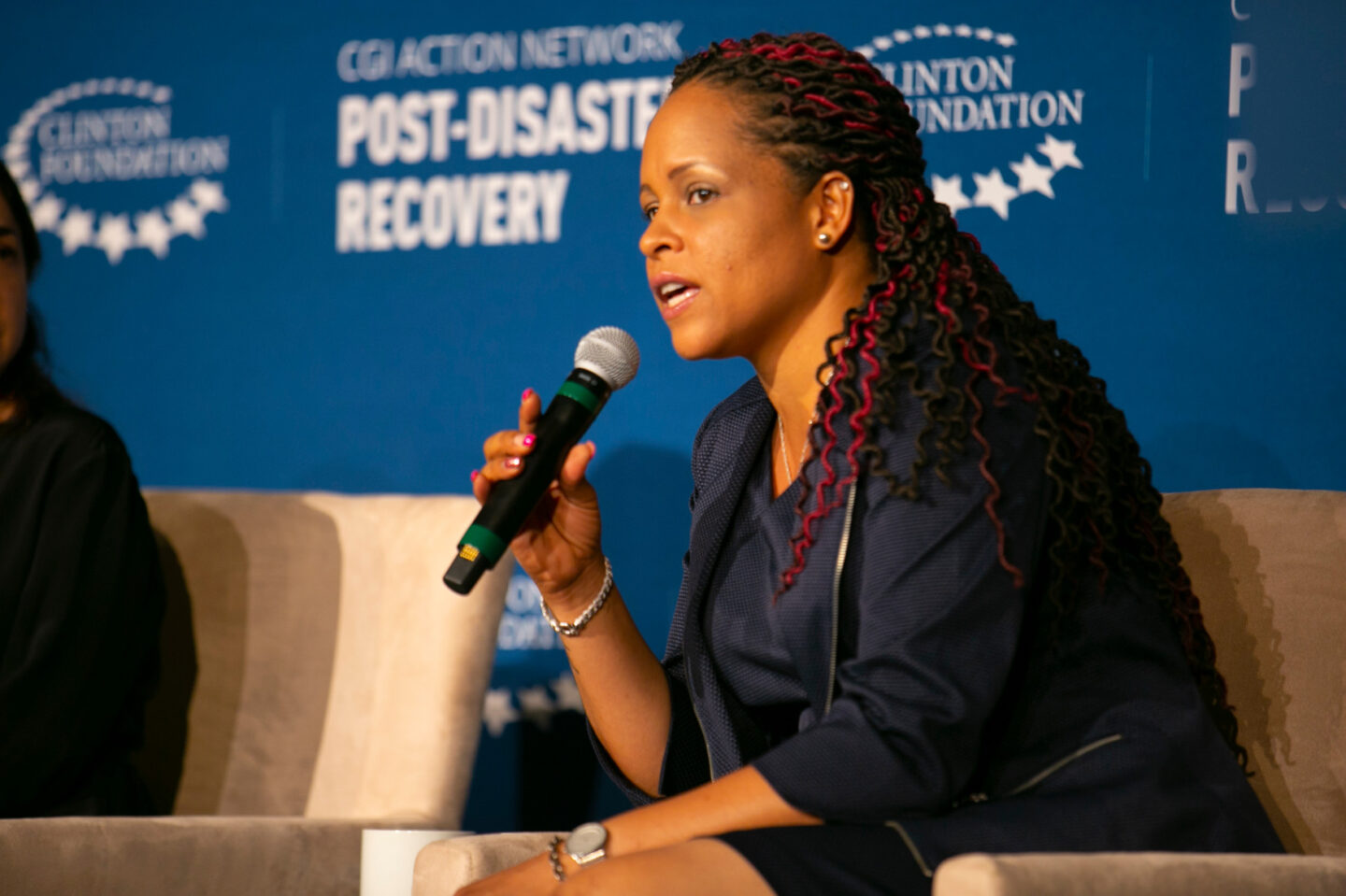 Nikima Royer Jno Baptiste participates in a plenary session