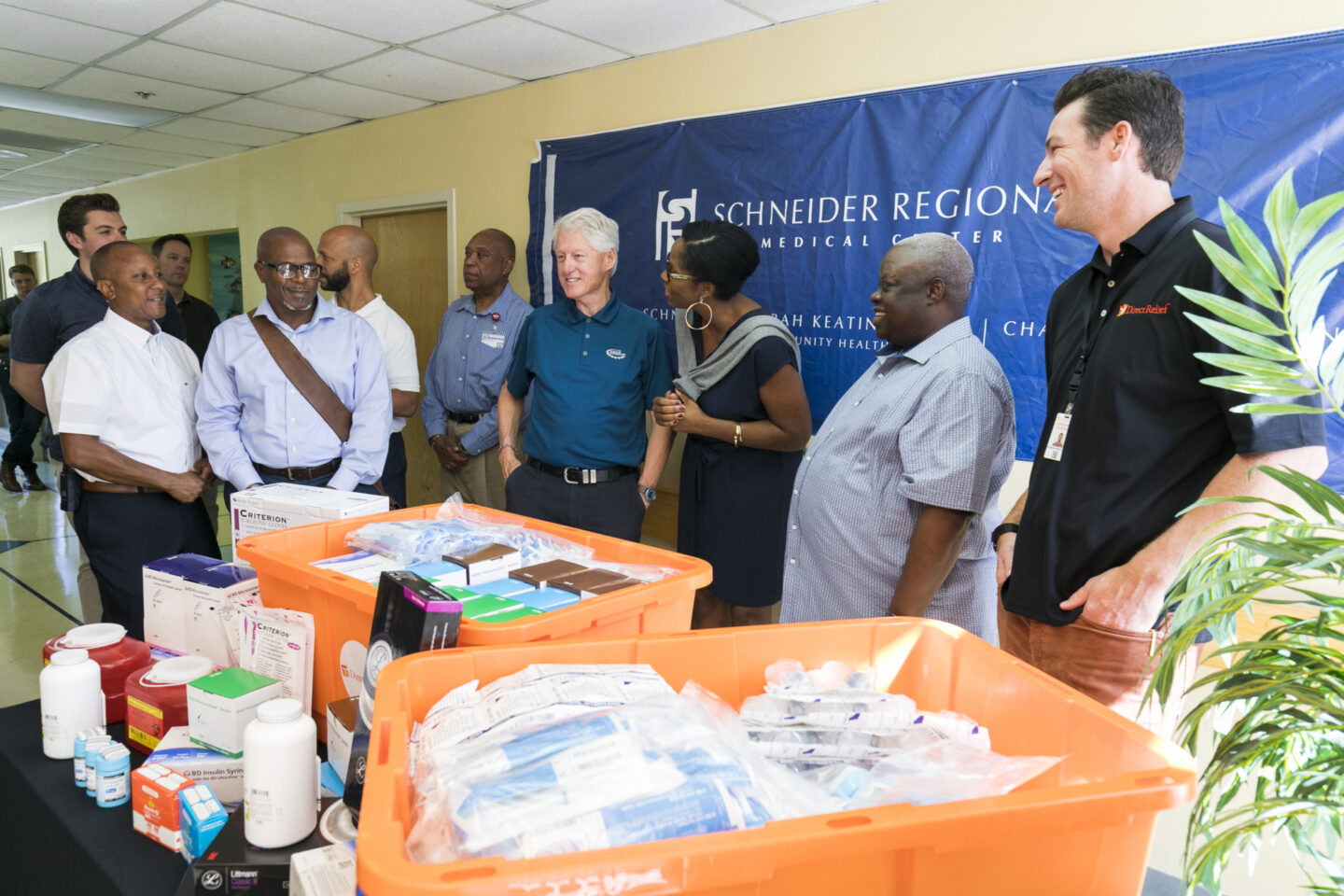 President Clinton visits a medical center in the U.S. Virgin Islands