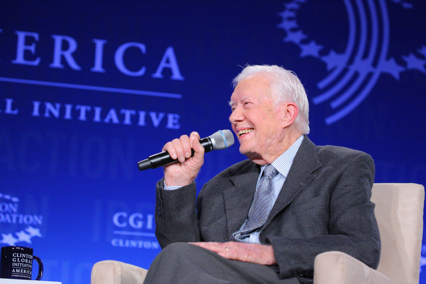 President Jimmy Carter speaks on stage