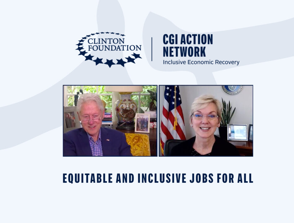 President Bill Clinton and Secretary Jennifer M. Granholm speak during a virtual event