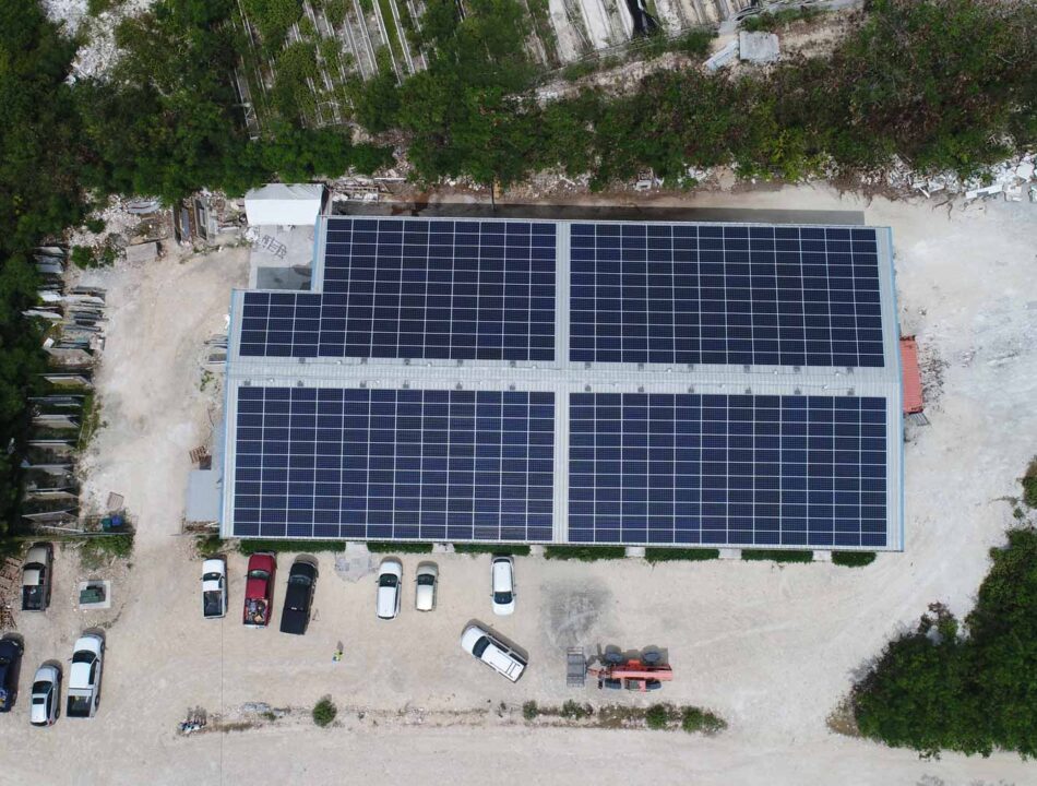 Aerial view of a solar panel