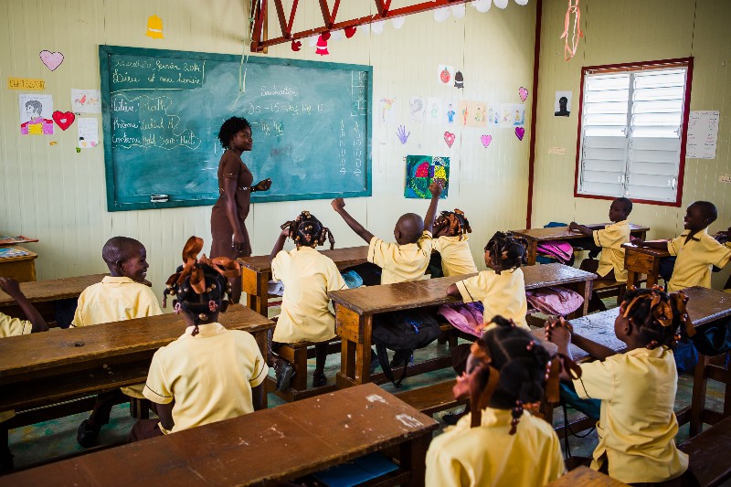 A classroom of students