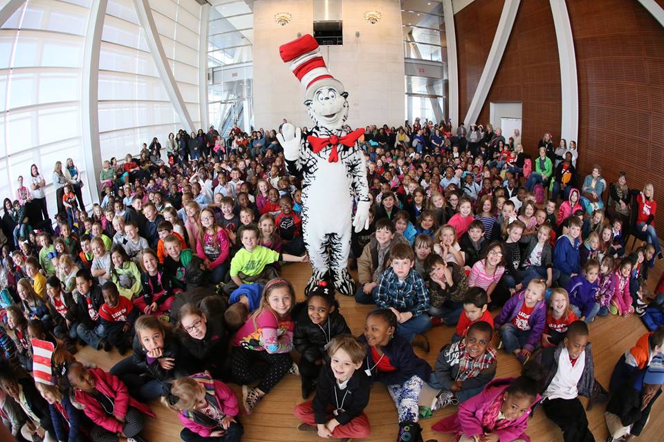 The Cat in the Hat visits the Clinton Center's Read Across America celebration