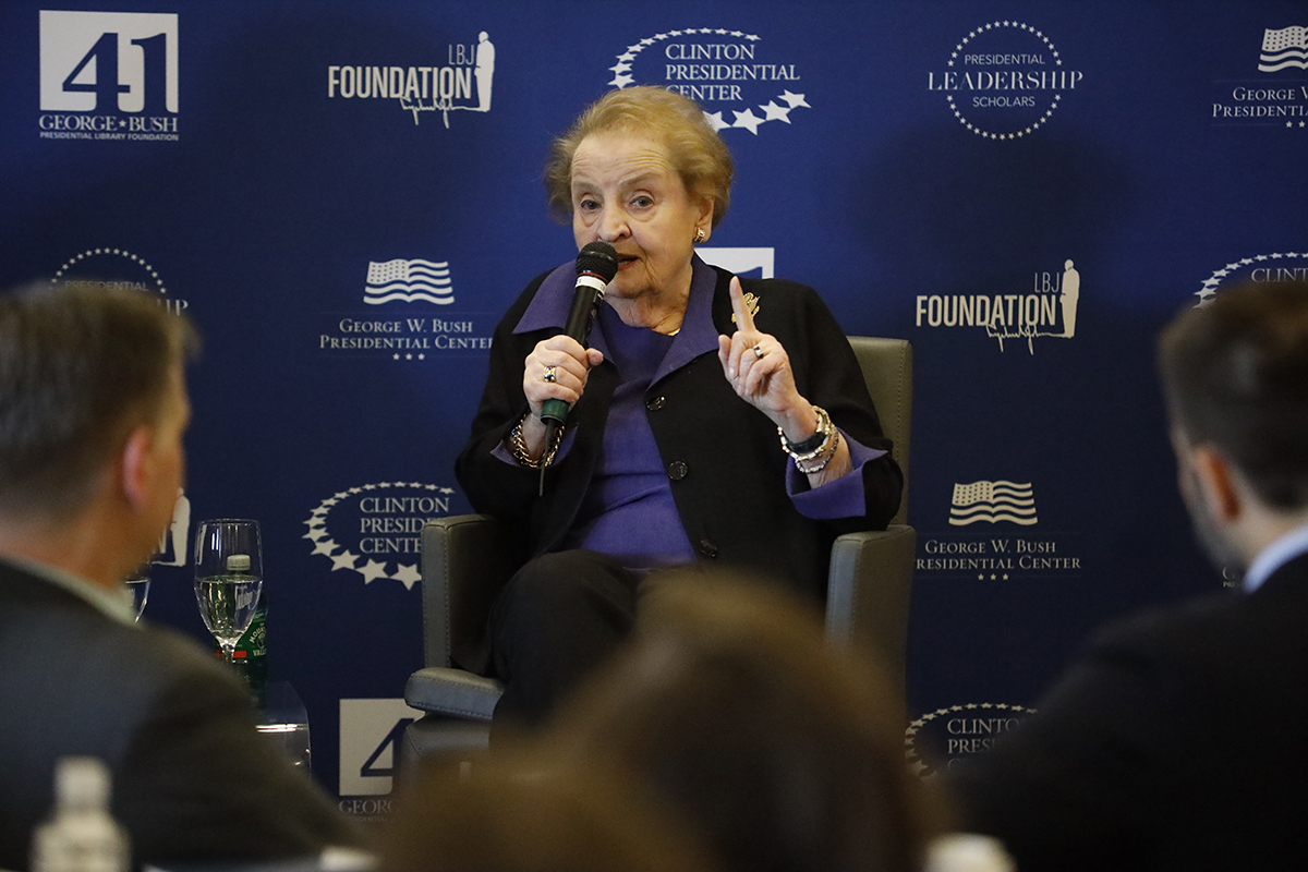 Secretary Madeleine Albright participates in a panel discussion.