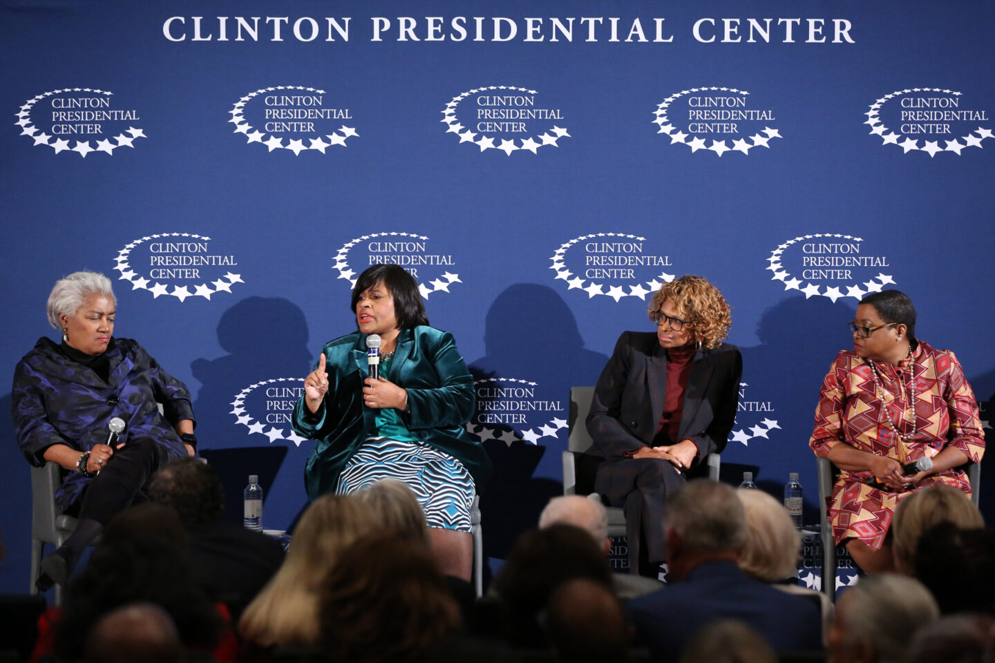 Donna Brazile, Minyon Moore, Yolanda Caraway, and Rev. Leah Daughtry participate in a book signing.