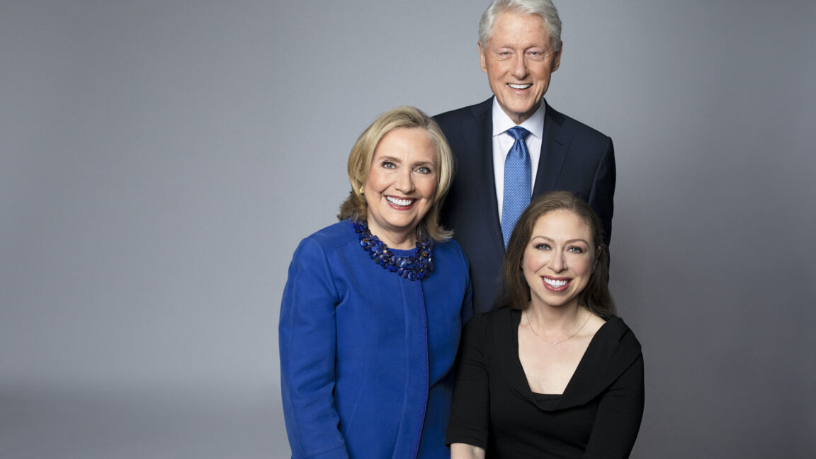 President Clinton, Secretary Clinton, and Chelsea Clinton pictured together