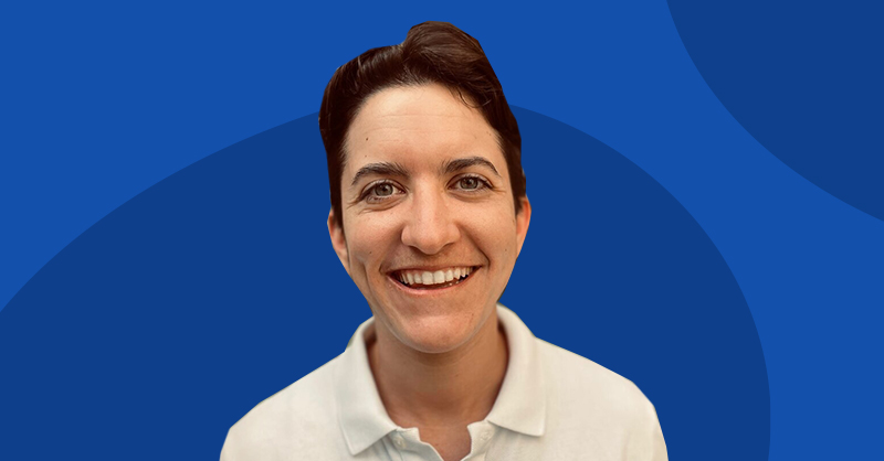 Headshot of Jamie Sgarro against a dark blue background.