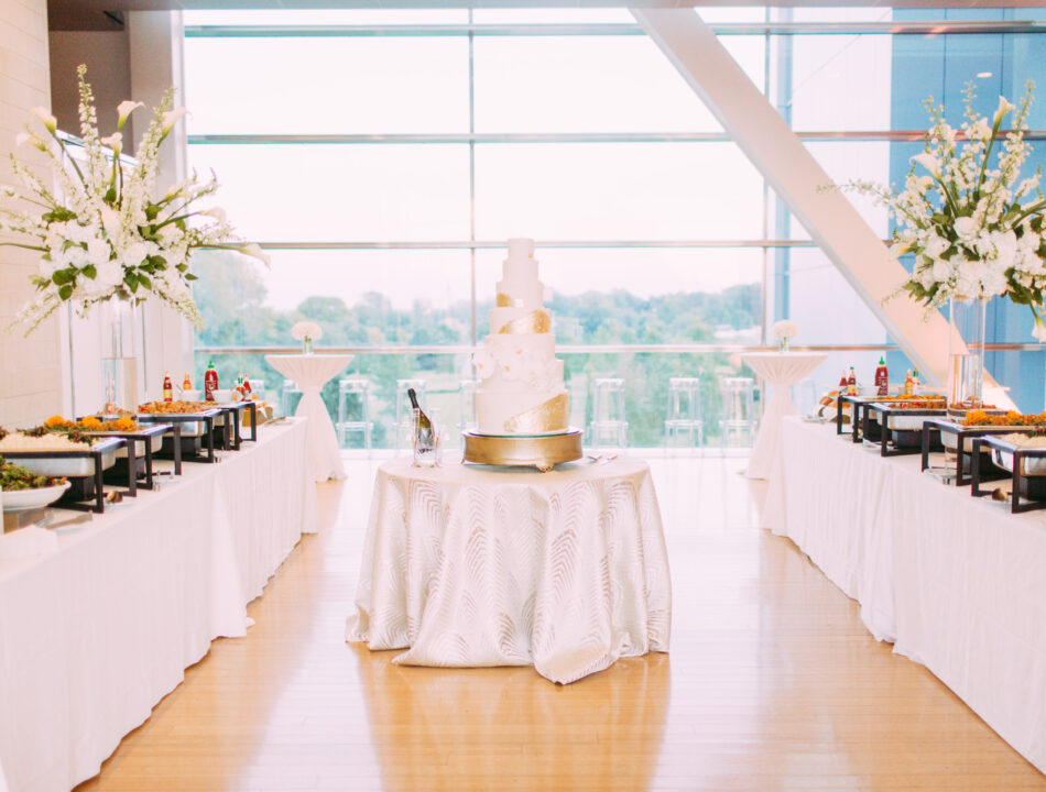 Photo of Great Hall Gallery set up for a wedding buffet