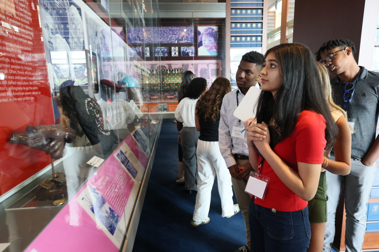Students touring the Clinton Center